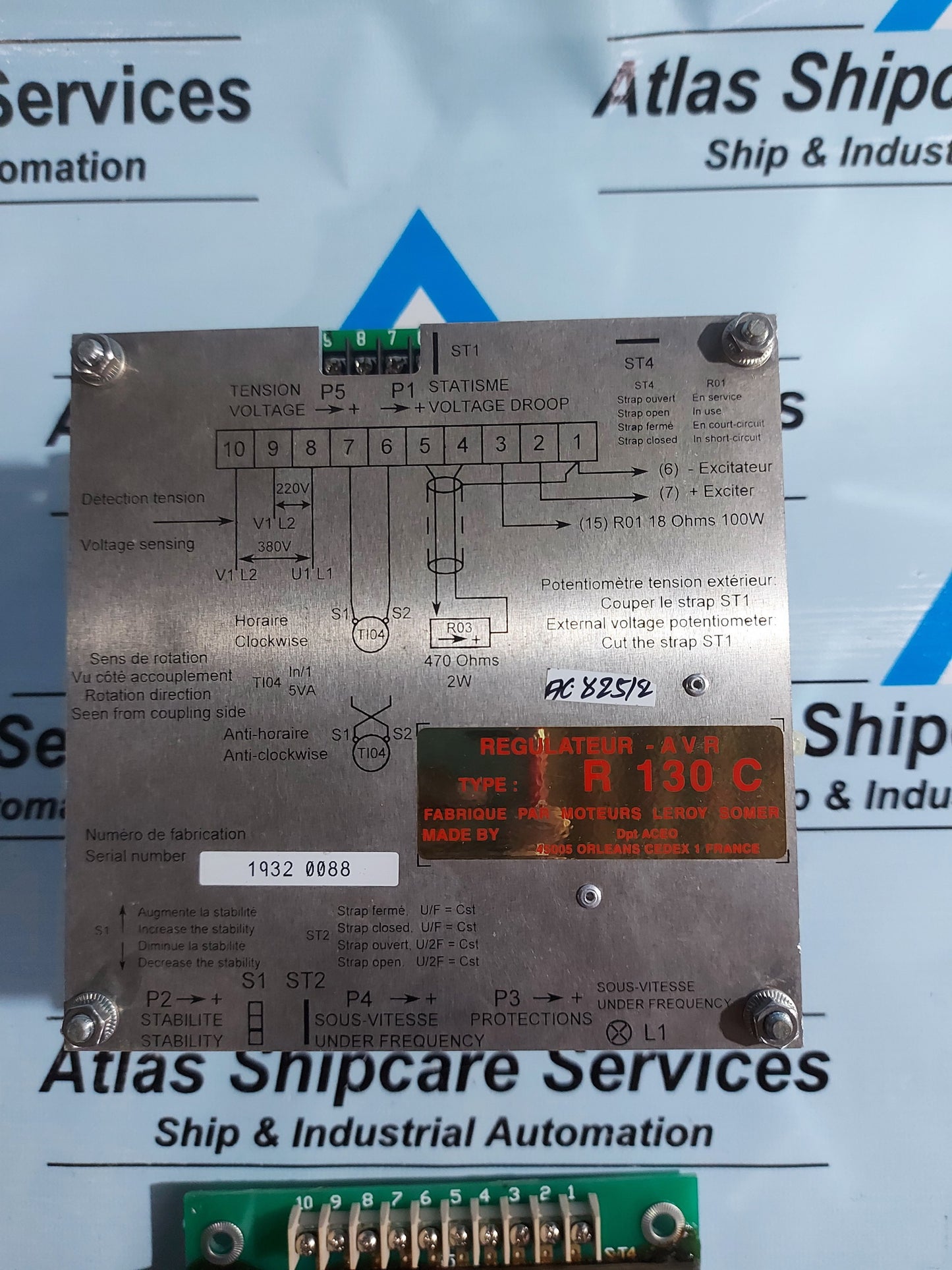 LEROY SOMER AVR R 130 C AUTOMATIC VOLTAGE REGULATOR