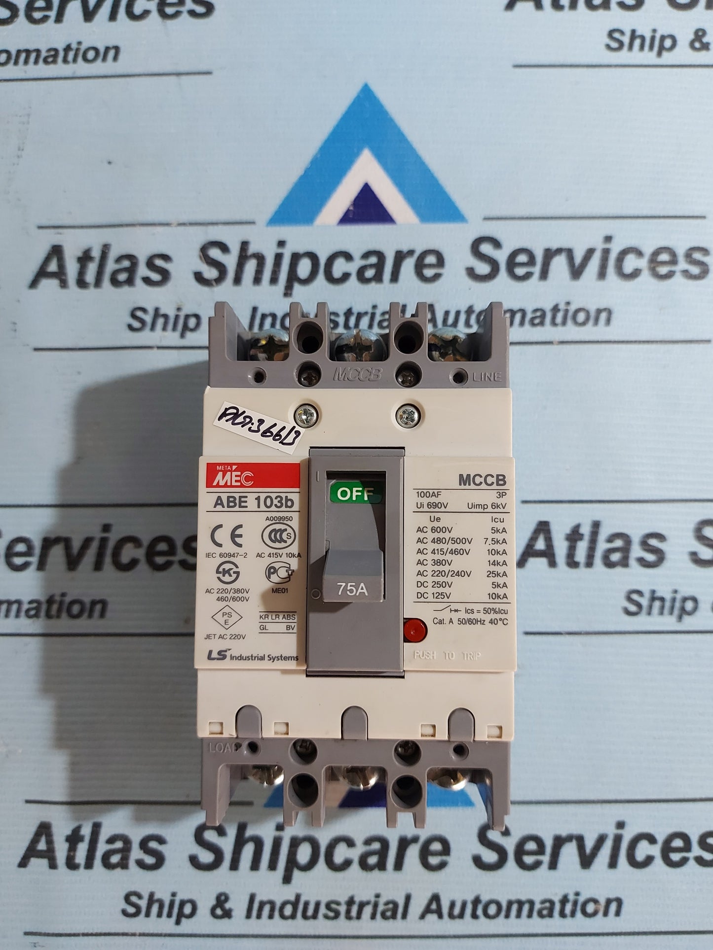 LS INDUSTRIAL META MEC ABE 103b CIRCUIT BREAKER MCCB 75A AG366