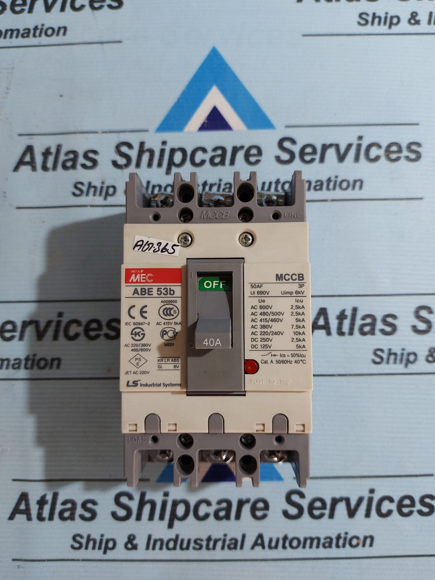 LS INDUSTRIAL META MEC ABE 53b 3-POLE CIRCUIT BREAKER MCCB 50AF AG365