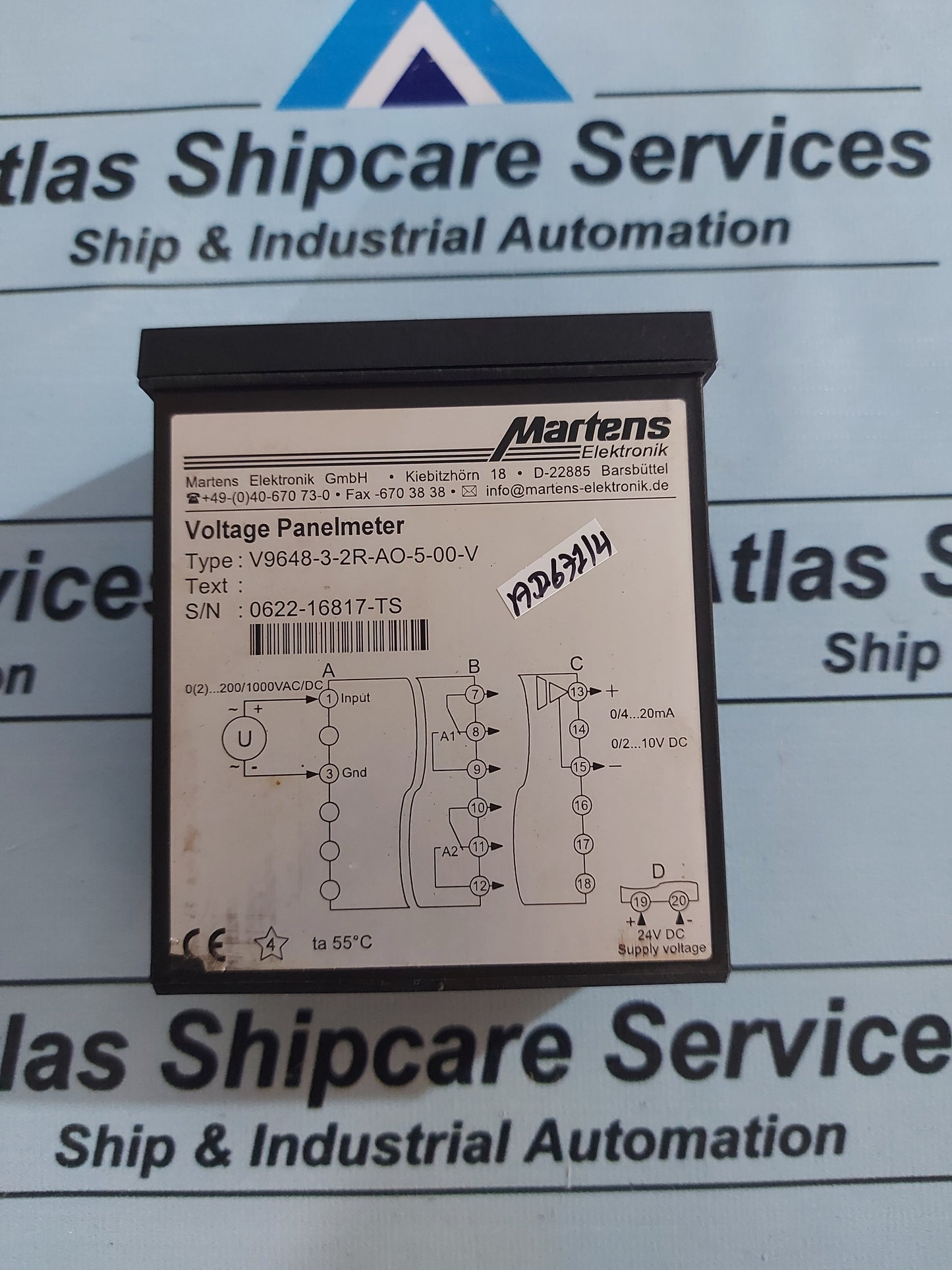 MARTENS V9648-3-2R-AO-5-00-V VOLTAGE PANELMETER