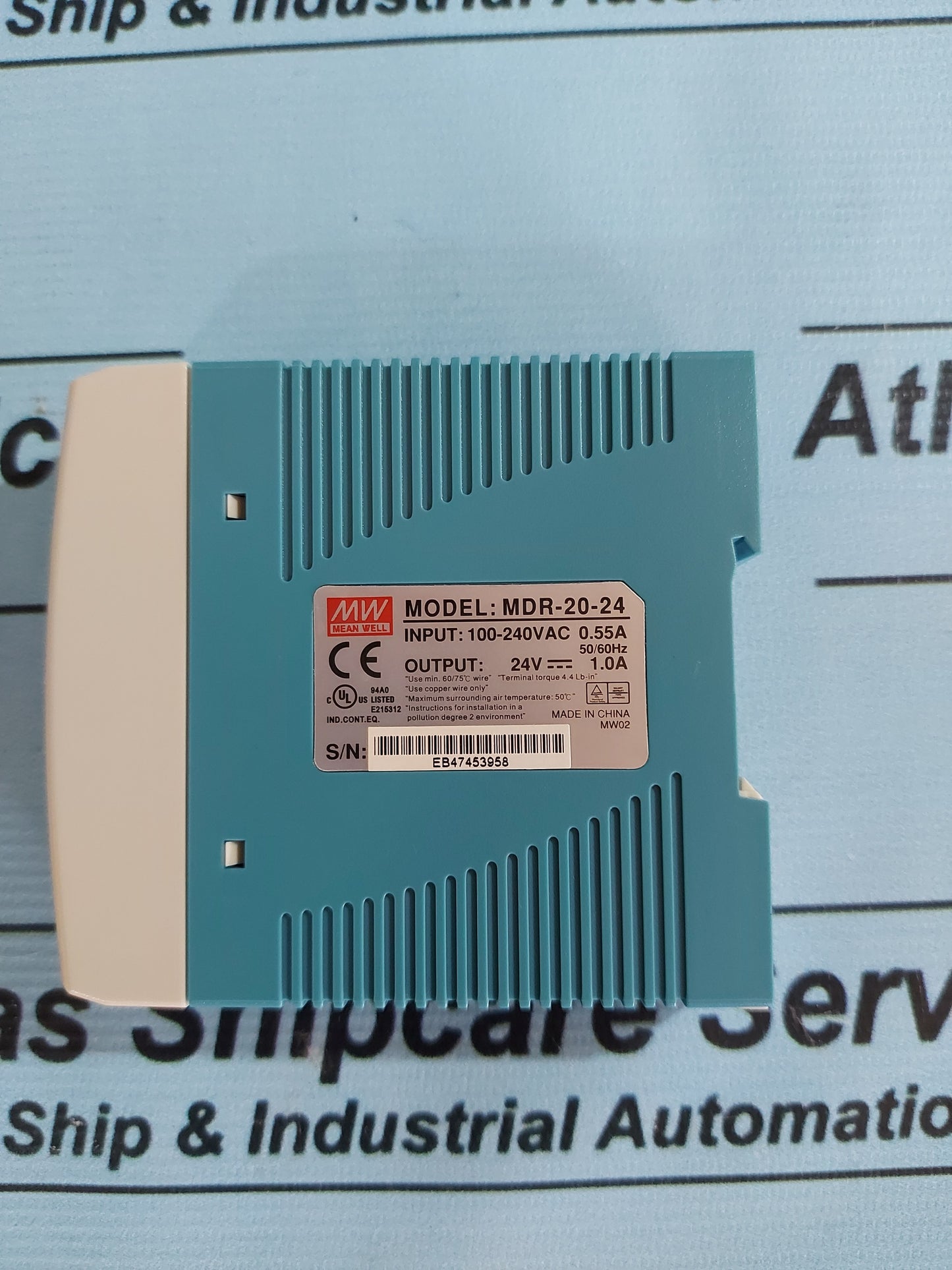 MEAN WELL MDR-20-24 AC TO DC DIN-RAIL POWER SUPPLY 24V/1.0A