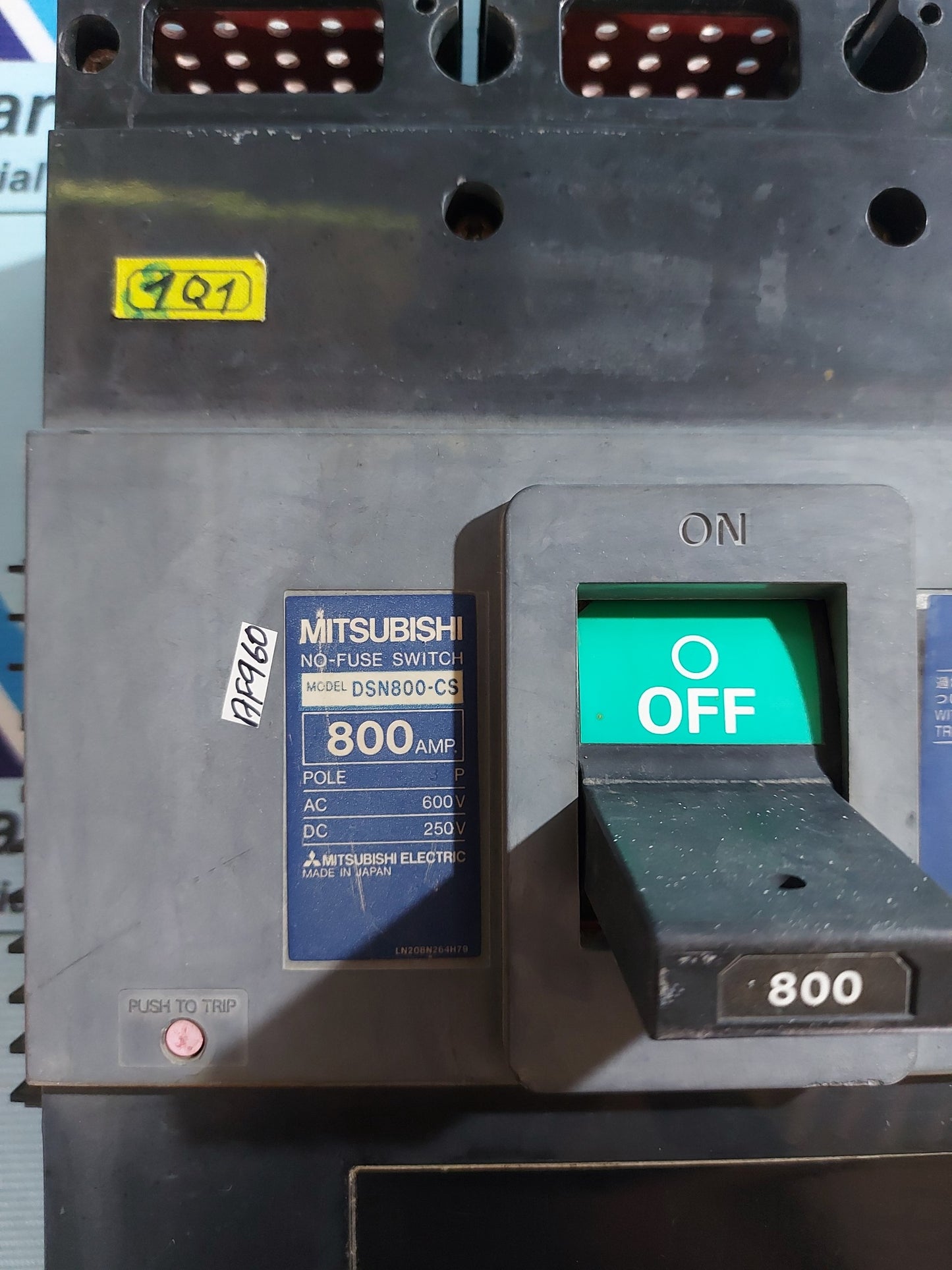 MITSUBISHI DSN800-CS ON-FUSE CIRCUIT BREAKER 800AMP 250VDC
