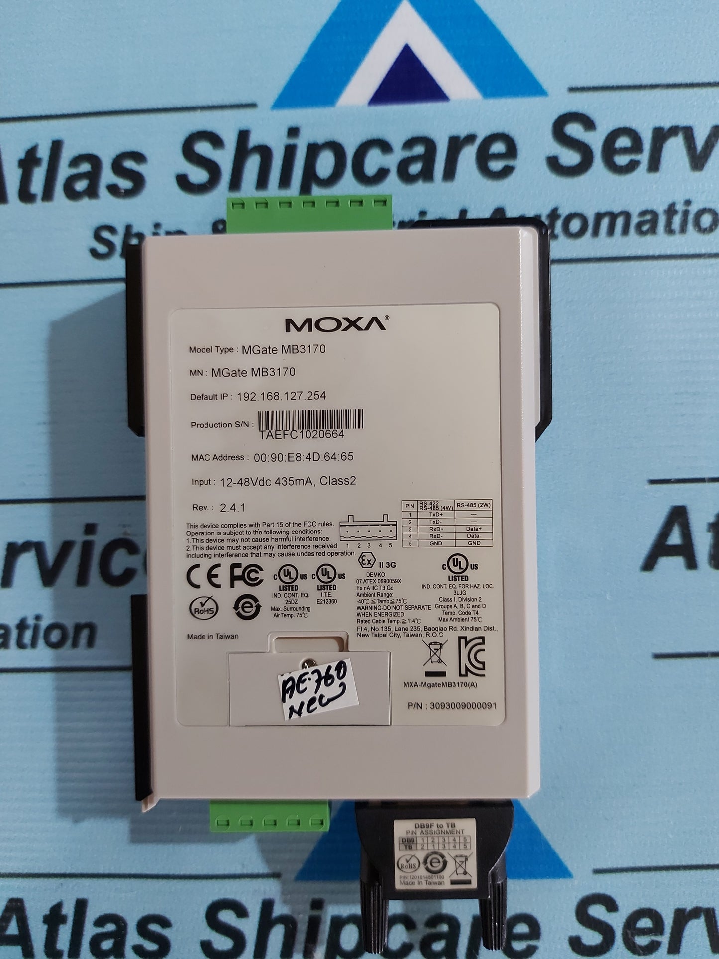 MOXA MGATE MB3170 RS-232/422/485 SERIAL DEVICE SERVER SERIAL TO ETHERNET MODBUS