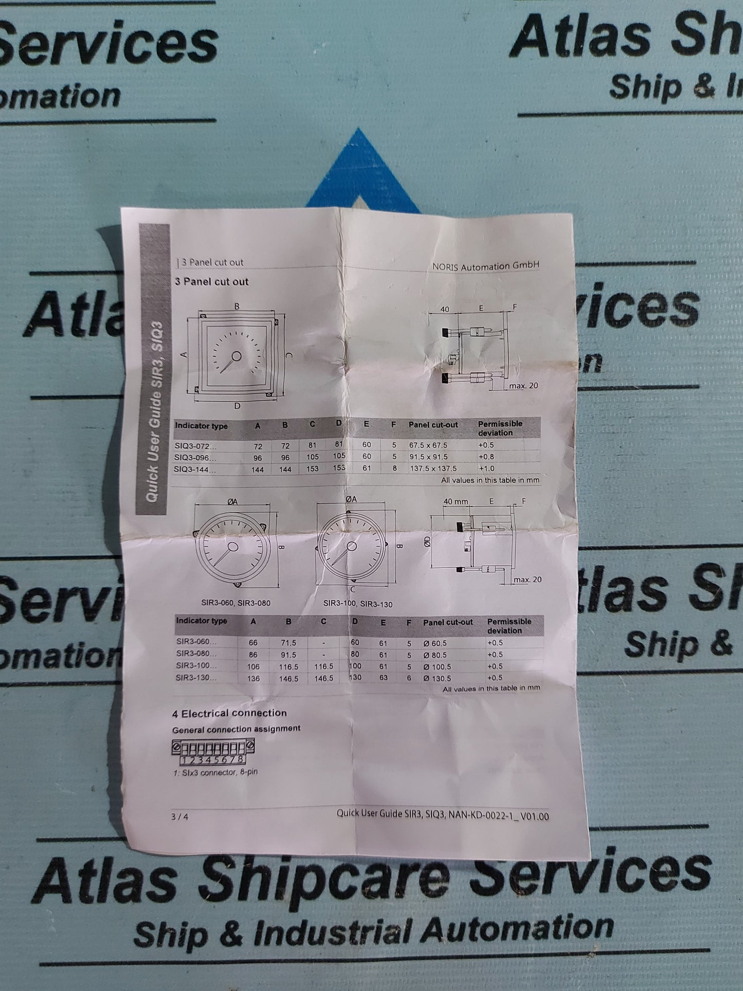 NORIS SIR3-080-I2-675 RUDDER ANGLE INDICATOR