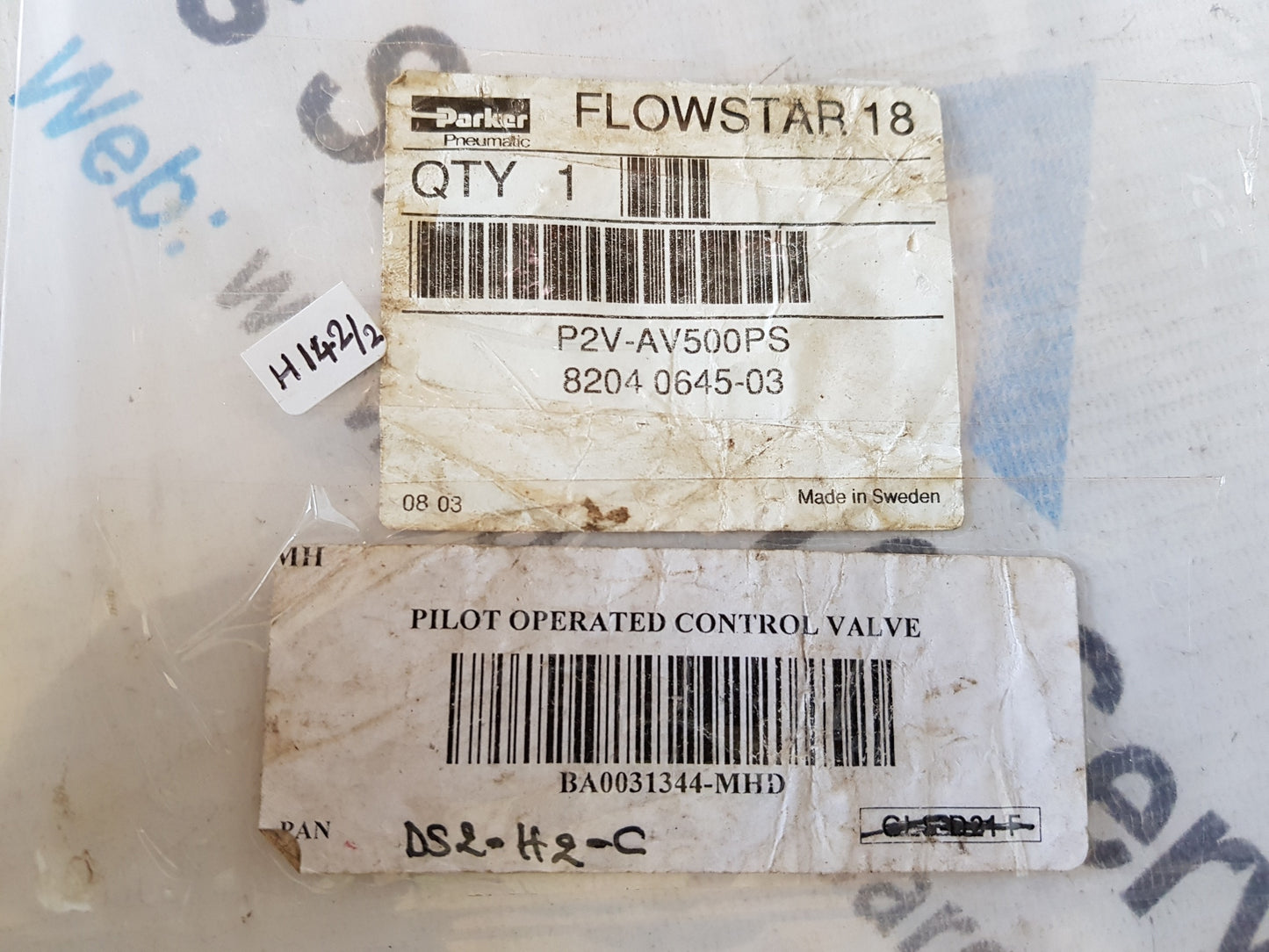 PARKER P2V-AV500PS PILOT OPERATED CONTROL VALVE H142