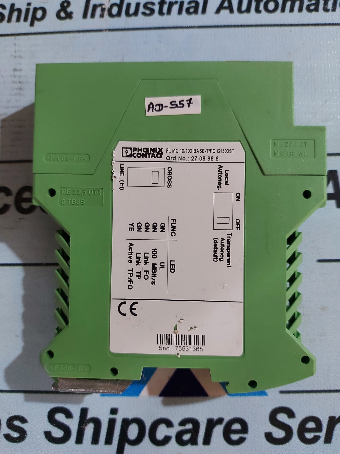 PHOENIX CONTACT FL MC 10/100 BASE-T/FO G1300ST-2708986 FO CONVERTER