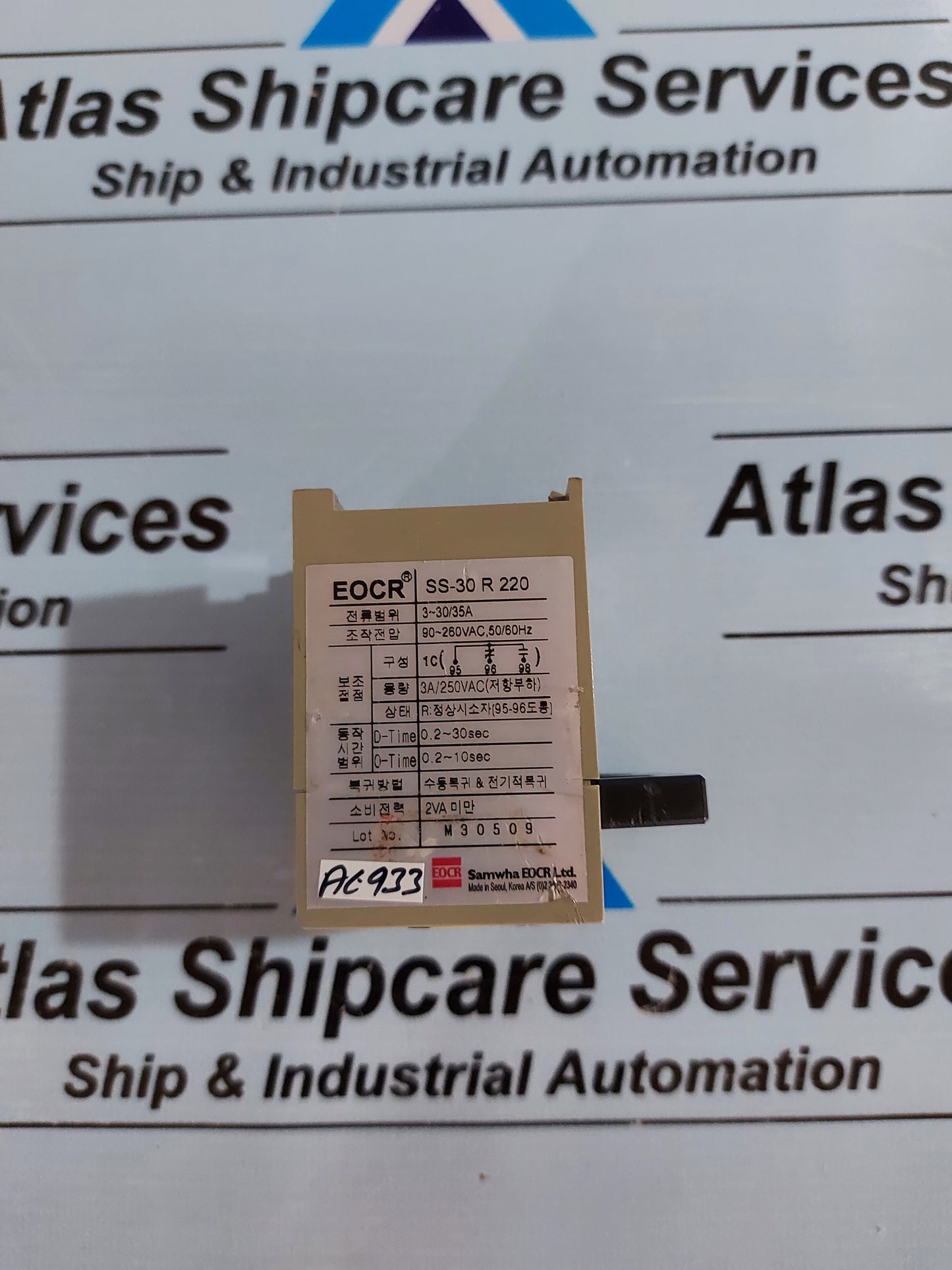 SAMWHA EOCR SS-30 R 220 ELECTRONIC OVERLOAD RELAY