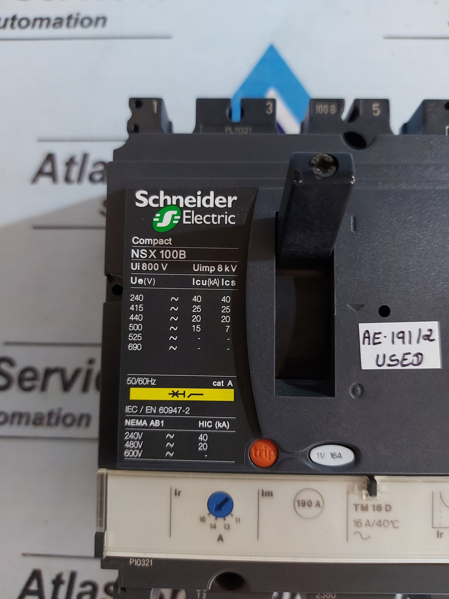 SCHNEIDER ELECTRIC COMPACT NSX 100B ADJUSTABLE CIRCUIT BREAKER