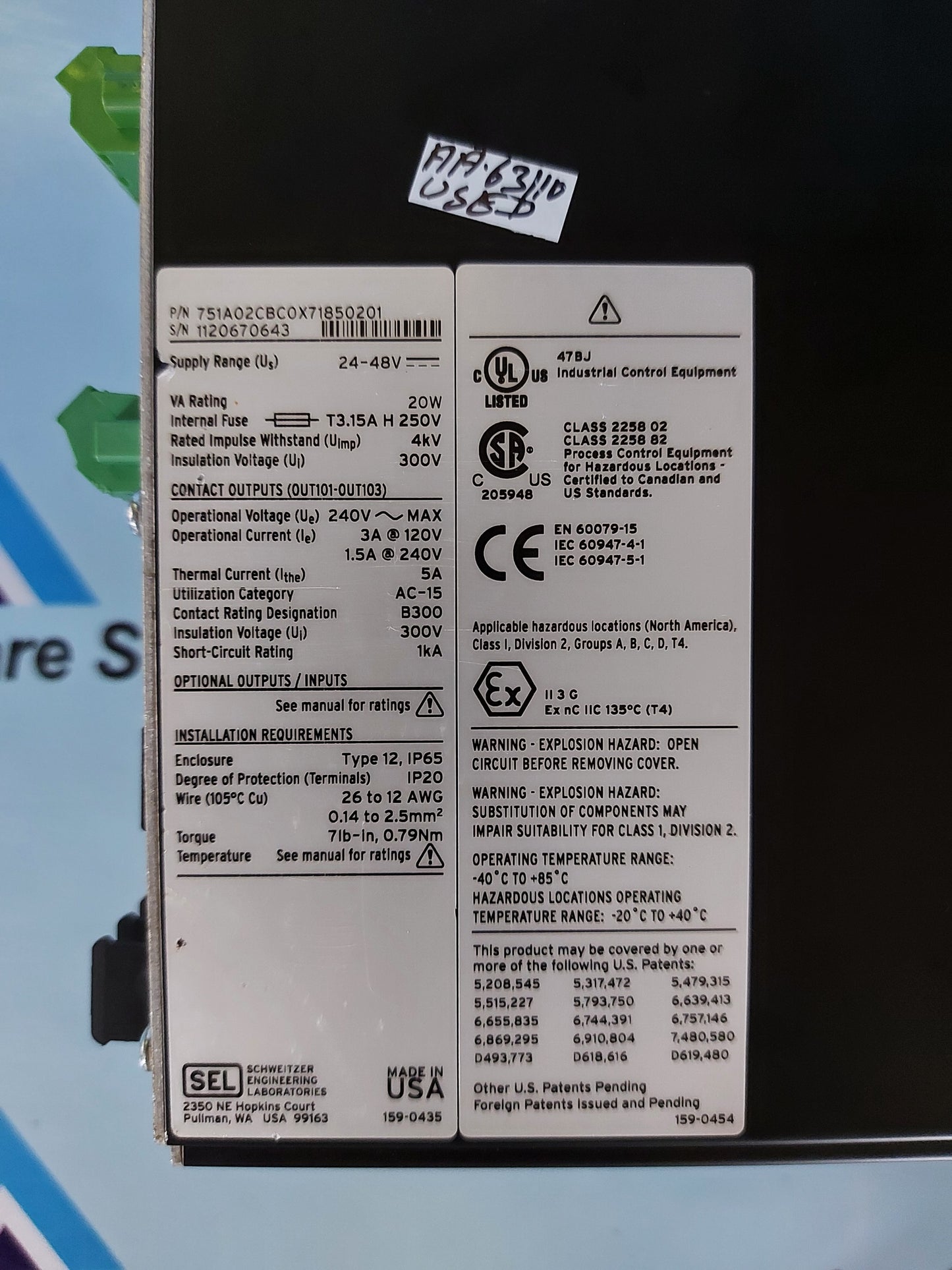 SEL SEL-751A FEEDER PROTECTION RELAY