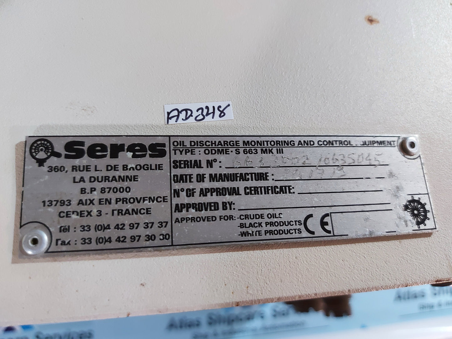SERES ODME-S 663 MK III OIL DISCHARGE MONITORING AND CONTROL EQUIPMENT