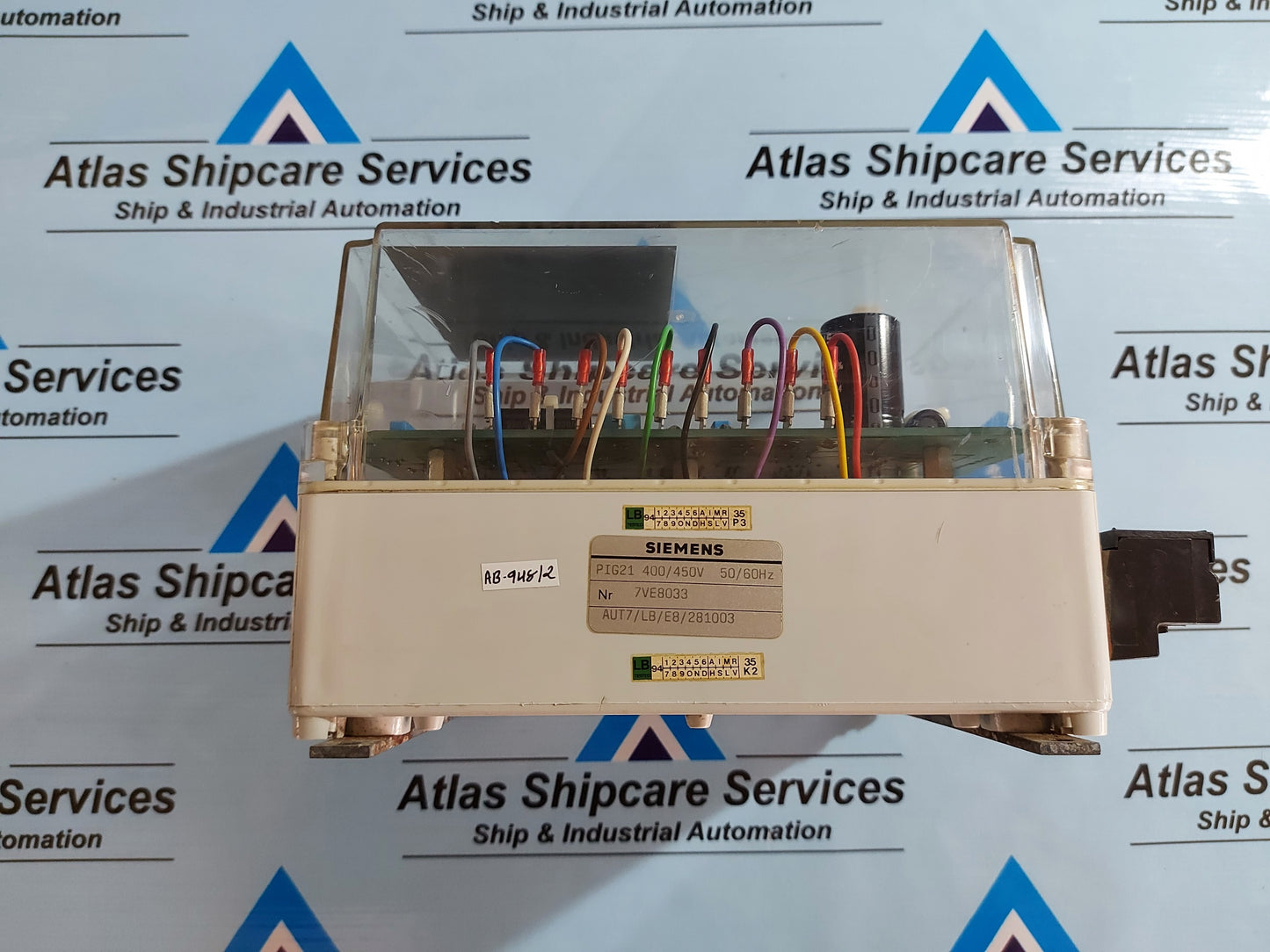 SIEMENS PIG21 400/450V 50/60Hz RELAY