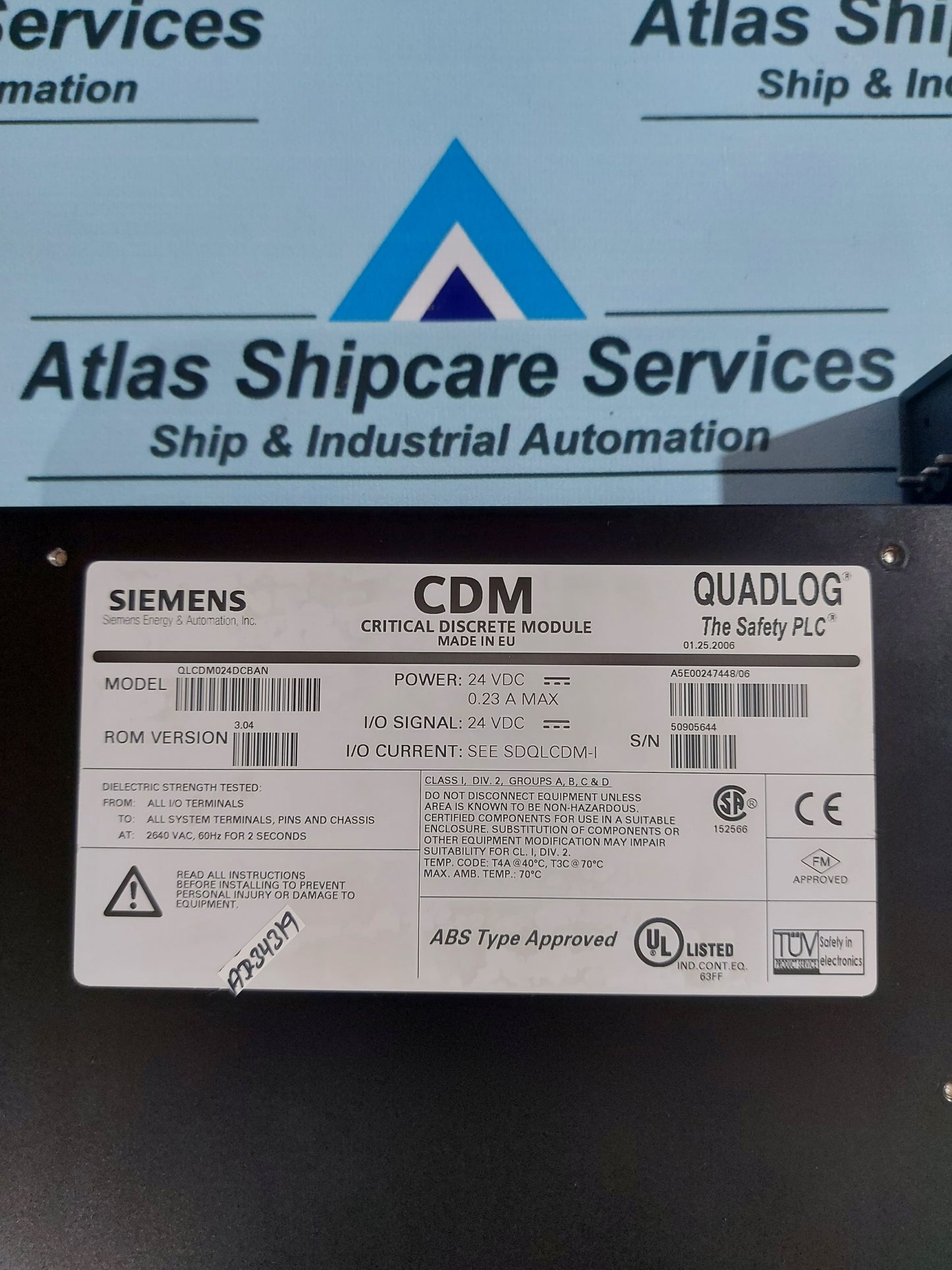 SIEMENS QLCDM024DCBAN CDM QUADLOG CRITICAL DISCRETE MODULE