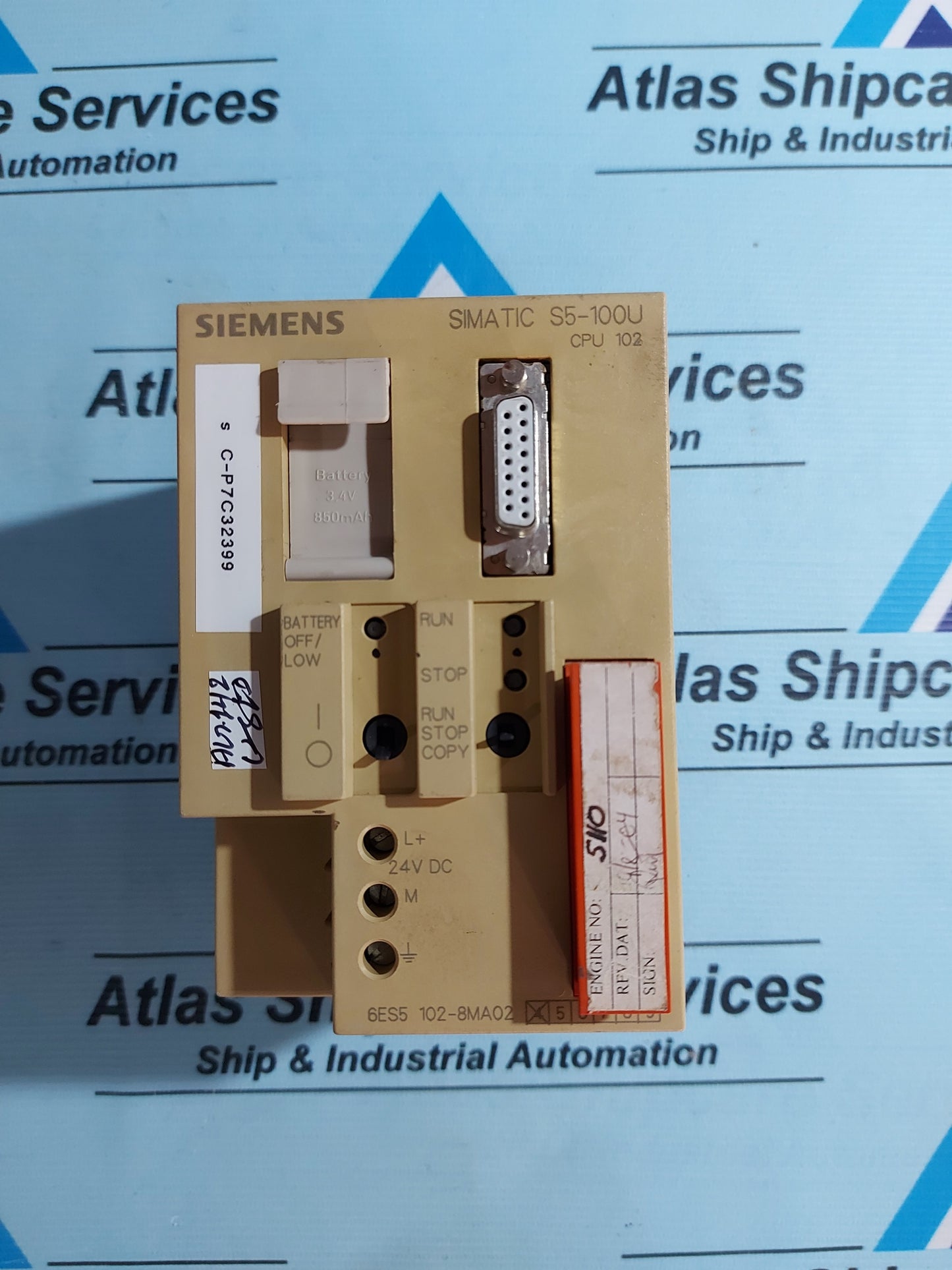 SIEMENS SIMATIC S5-100U 6ES5-102-8MA02 CPU 102 CENTRAL PROCESSING UNIT 24V DC AG142