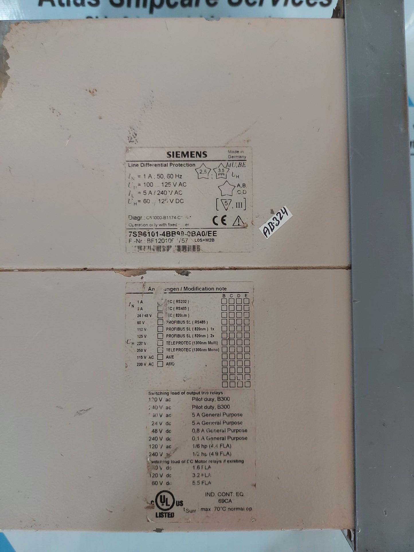 SIEMENS SIPROTEC 7SD61 LINE DIFFERENTIAL PROTECTION RELAY 7SD6101-4BB99-0BA0/EE