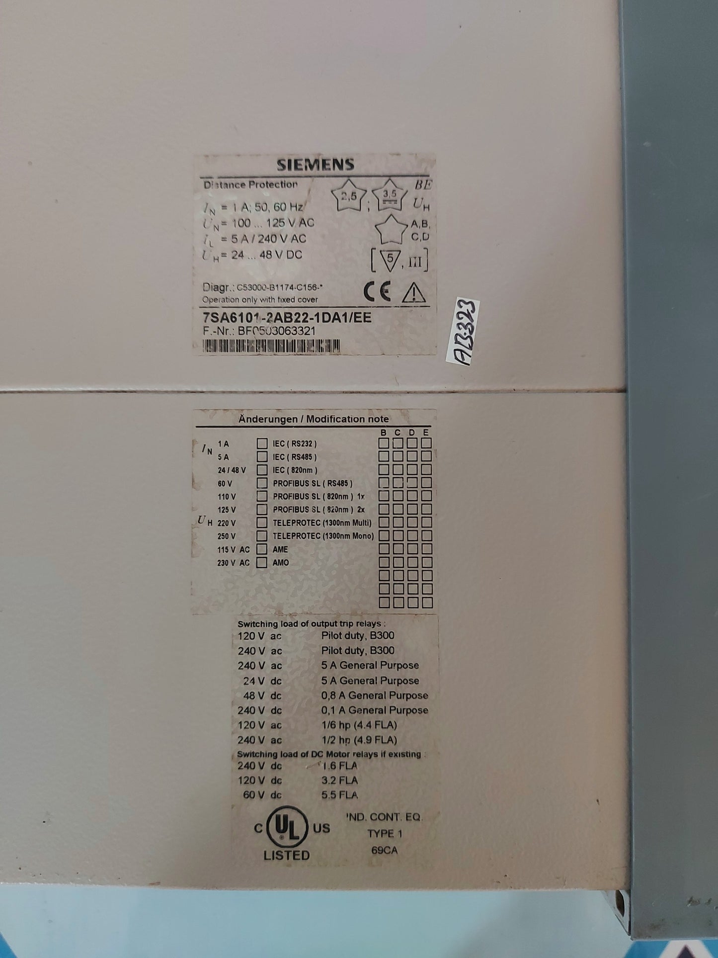 SIEMENS SIPROTEC 7SJ61 OVERCURRENT PROTECTION AND CONTROL 7SJ6111-5EB90-1FA0/GG