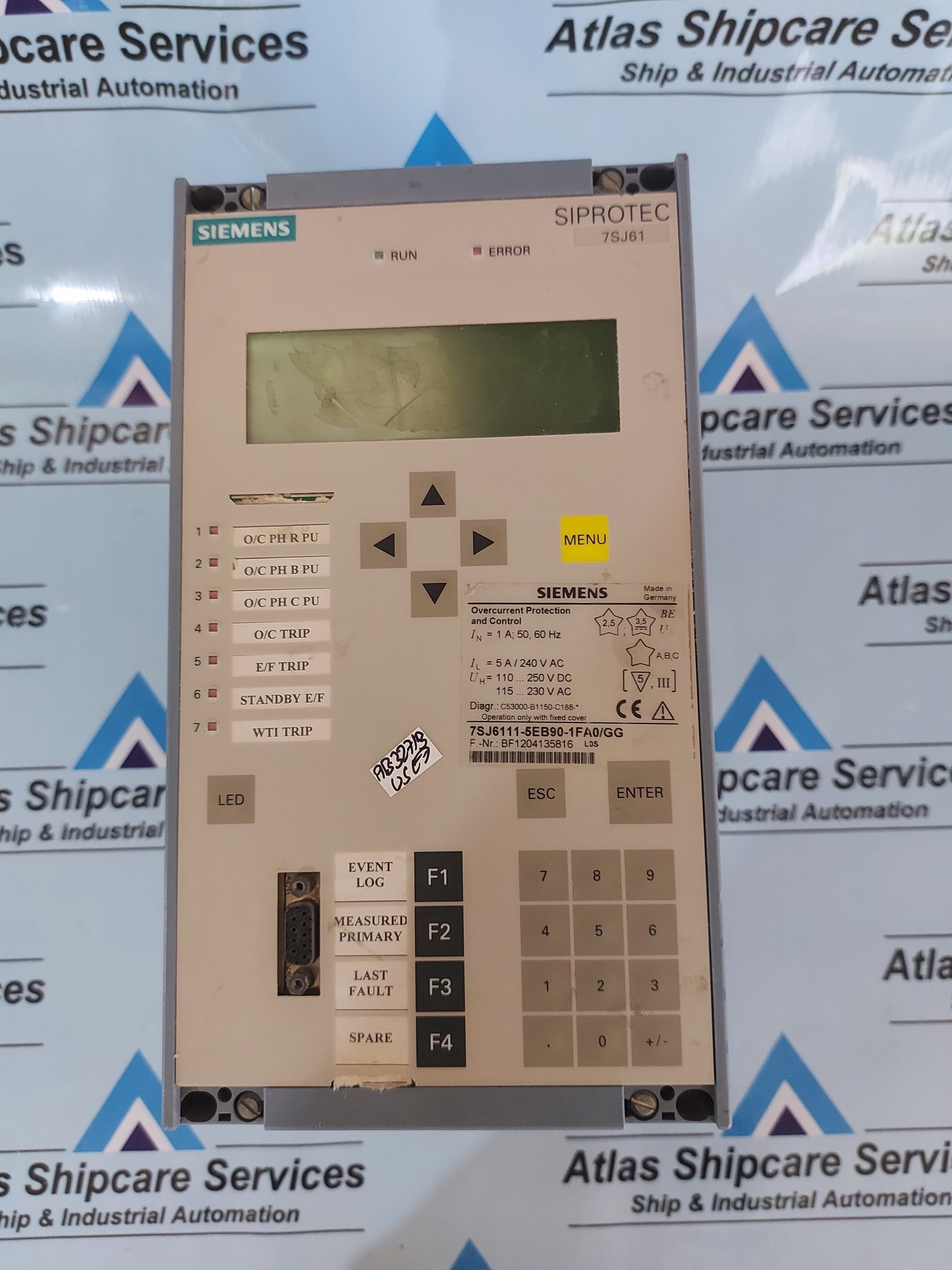 SIEMENS SIPROTEC 7SJ61 OVERCURRENT PROTECTION AND CONTROL 7SJ6111-5EB90-1FA0/GG