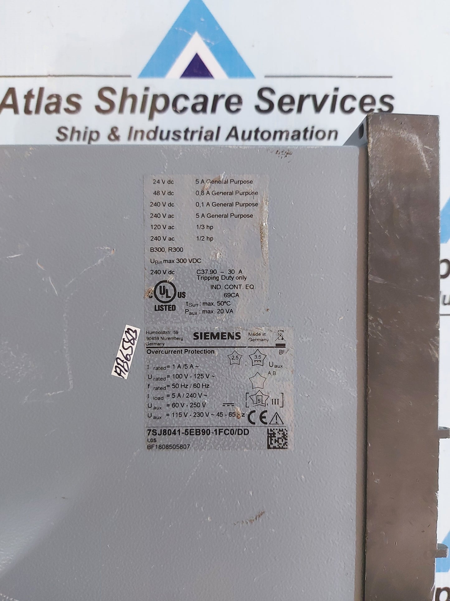 SIEMENS SIPROTEC 7SJ8041-5EB90-1FC0/DD OVERCURRENT AND FEEDER PROTECTION RELAY