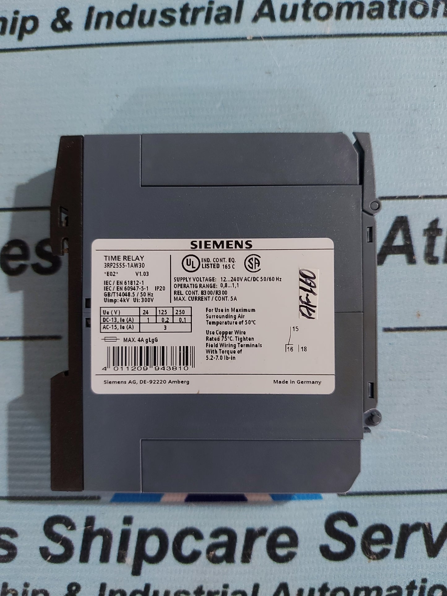 SIEMENS SIRIUS 3RP2555-1AW30 TIME RELAY V1.03