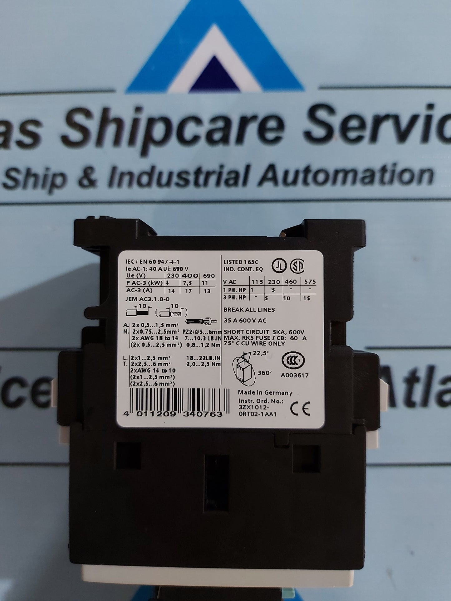 SIEMENS SIRIUS 3RT1025-1A..0 3-POLE CONTACTOR