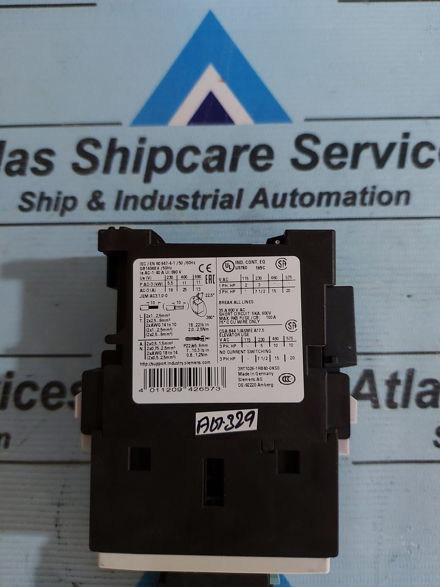 SIEMENS SIRIUS 3RT1026-1RB40-0KS0 3-POLE CONTACTOR AG329