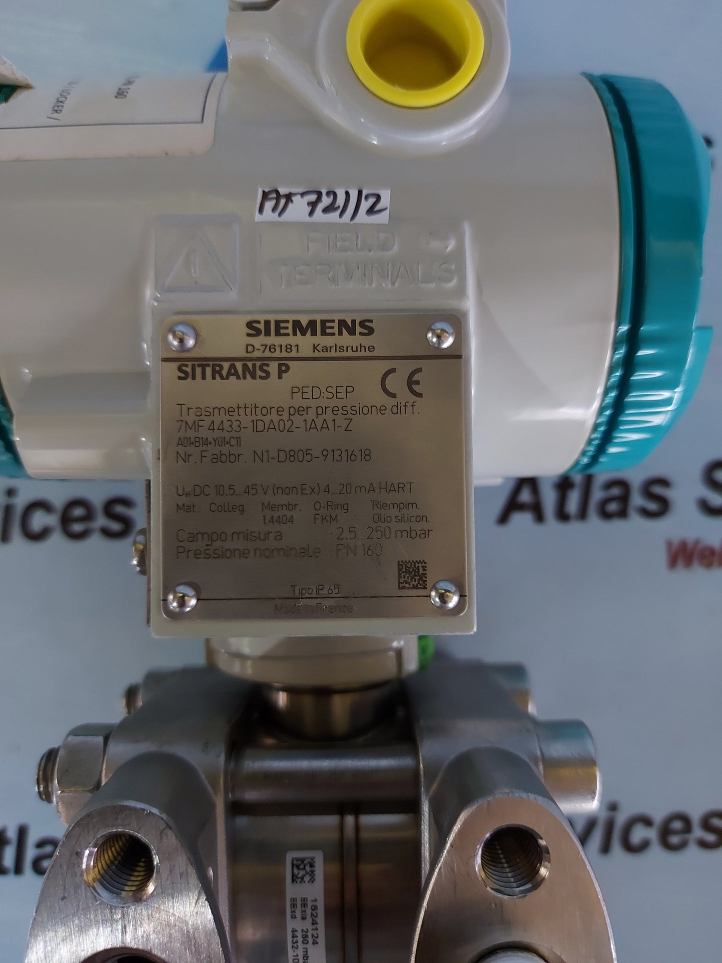 SIEMENS SITRANS P 7MF 4433-1DA02-1AA1-Z TRANSMITTER FOR DIFFERENTIAL PRESSURE