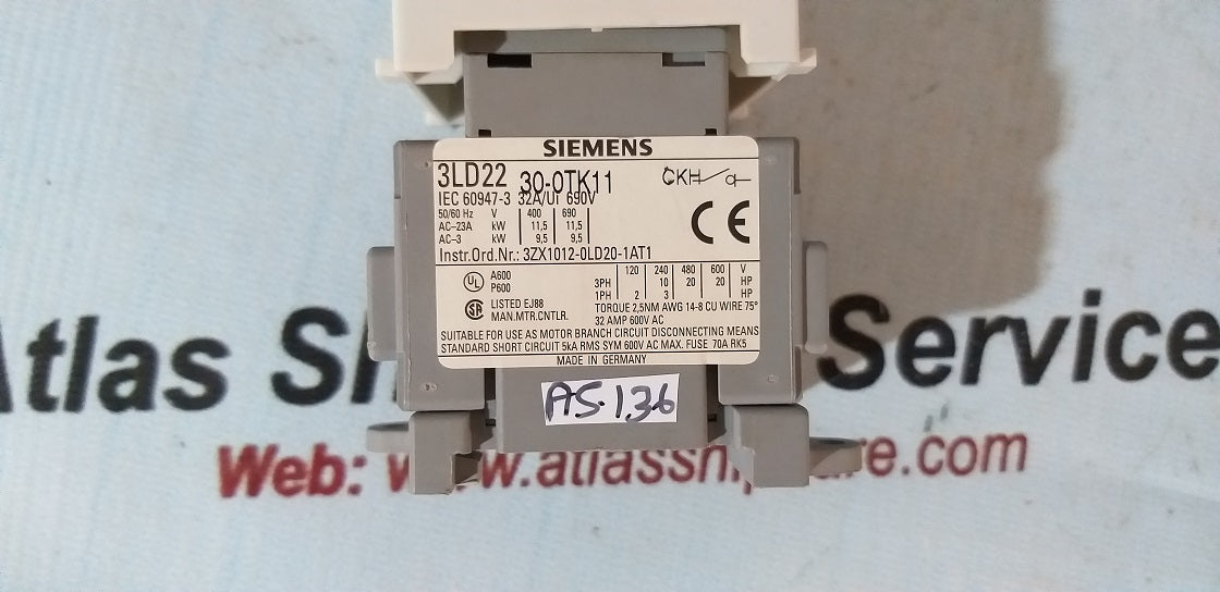 Siemens 3LD2230-OTK11 Cam Load Switch