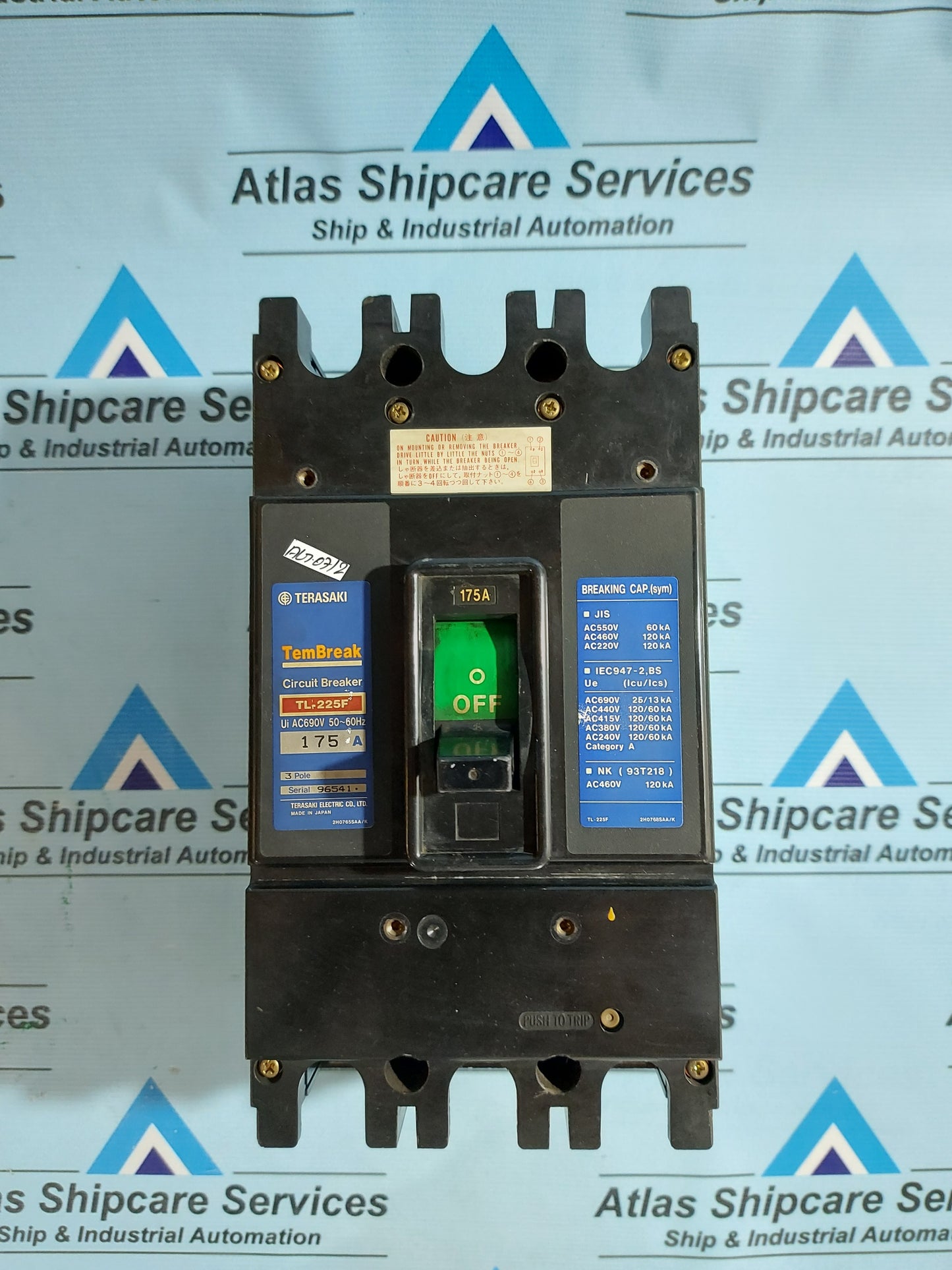 TERASAKI TL-225F TEMBREAK CIRCUIT BREAKER AC690V 175A AG07