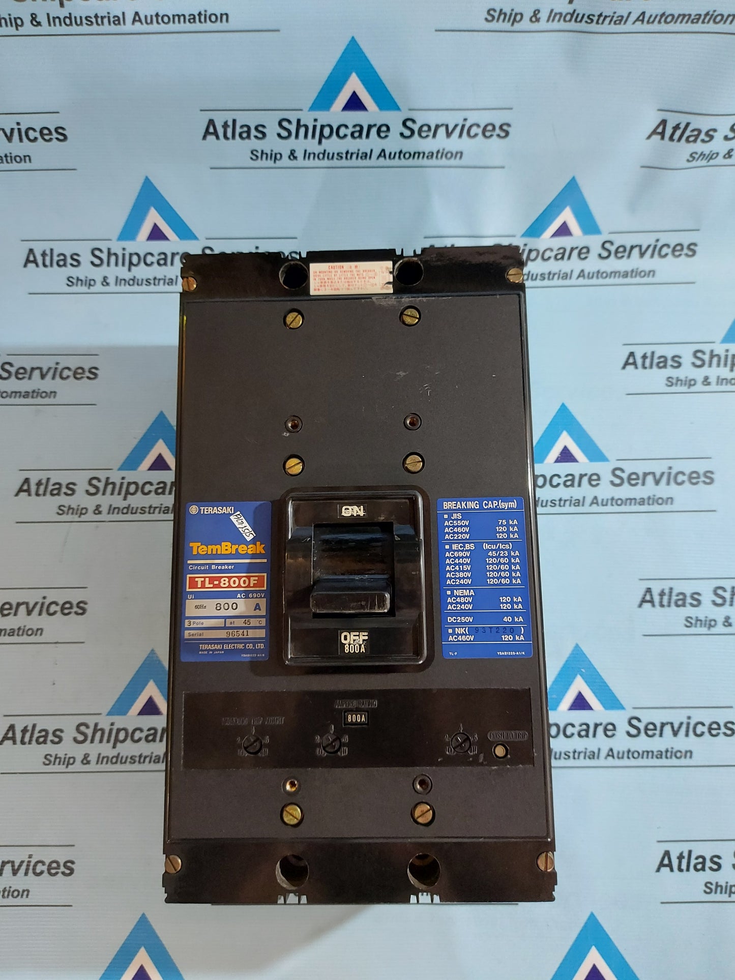 TERASAKI TL-800F TEMBREAK CIRCUIT BREAKER AC690V 800A AG15