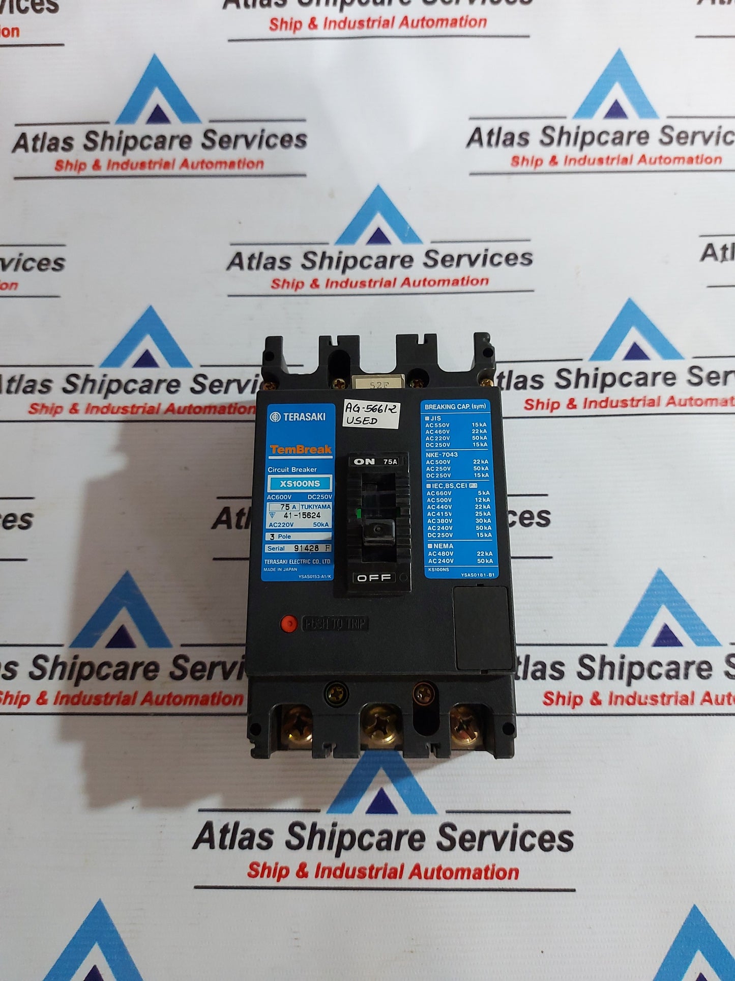 TERASAKI XS100NS TEMBREAK CIRCUIT BREAKER 75A AG566