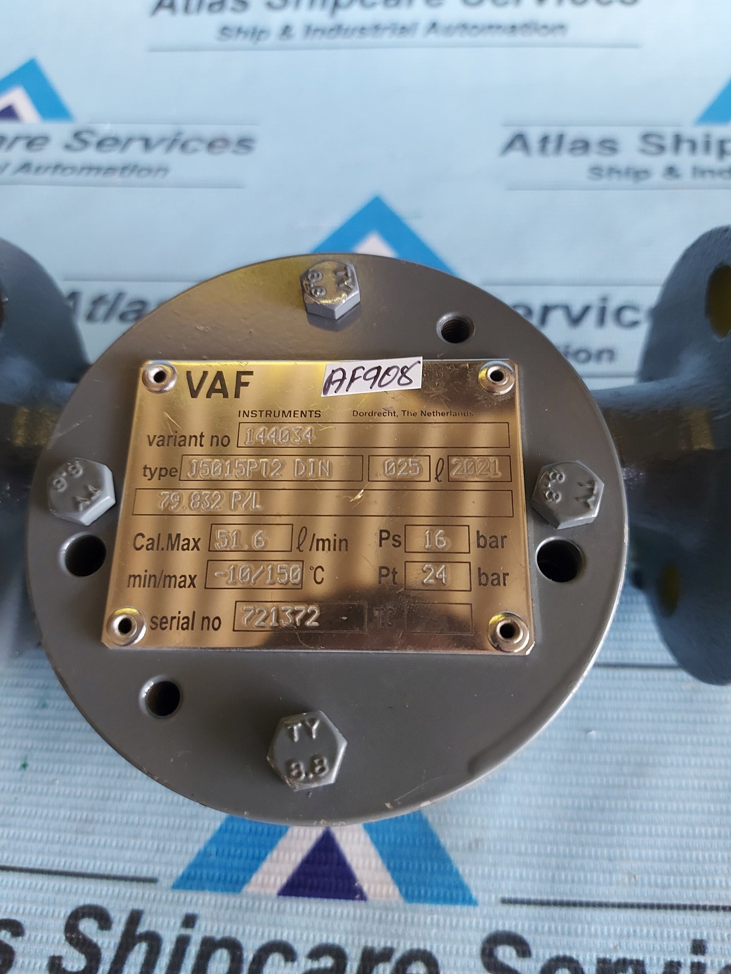 VAF INSTRUMENTS J5015PT2 DIN FLOWMETER INDUSTRIAL MARINE VANE METER