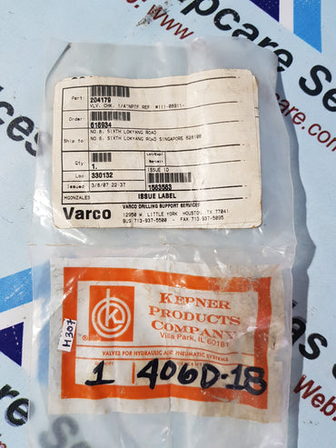 VARCO VALVE FOR HYDRAULIC AND PNEUMATIC SYSTEMS 204179 H307