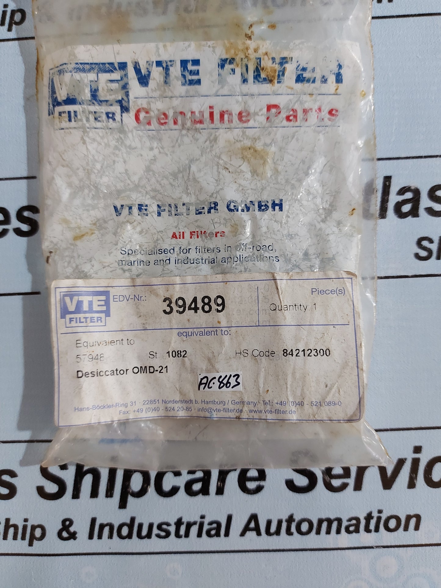 VTE FILTER 39489 DESICCATOR OMD-21