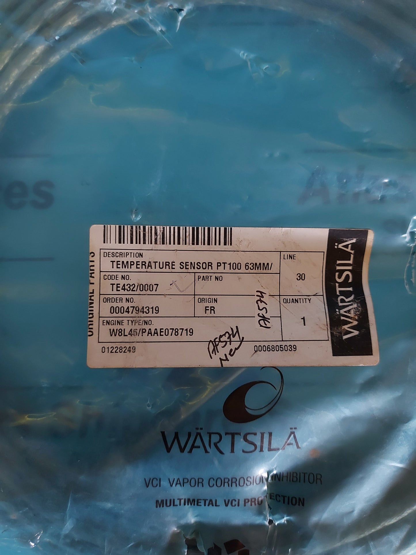 WARTSILA W8L46/PAAE078719 TEMPERATURE SENSOR PT100 63MM