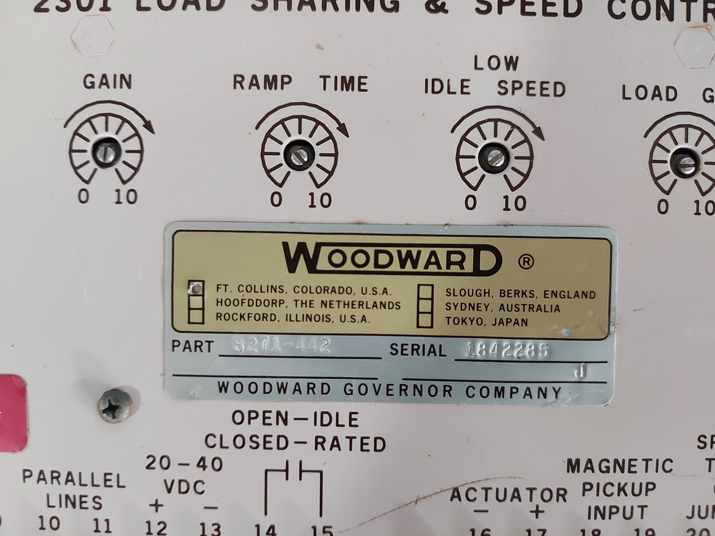 WOODWARD 8271-442 2301 LOAD SHARING &amp; SPEED CONTROL REV.J