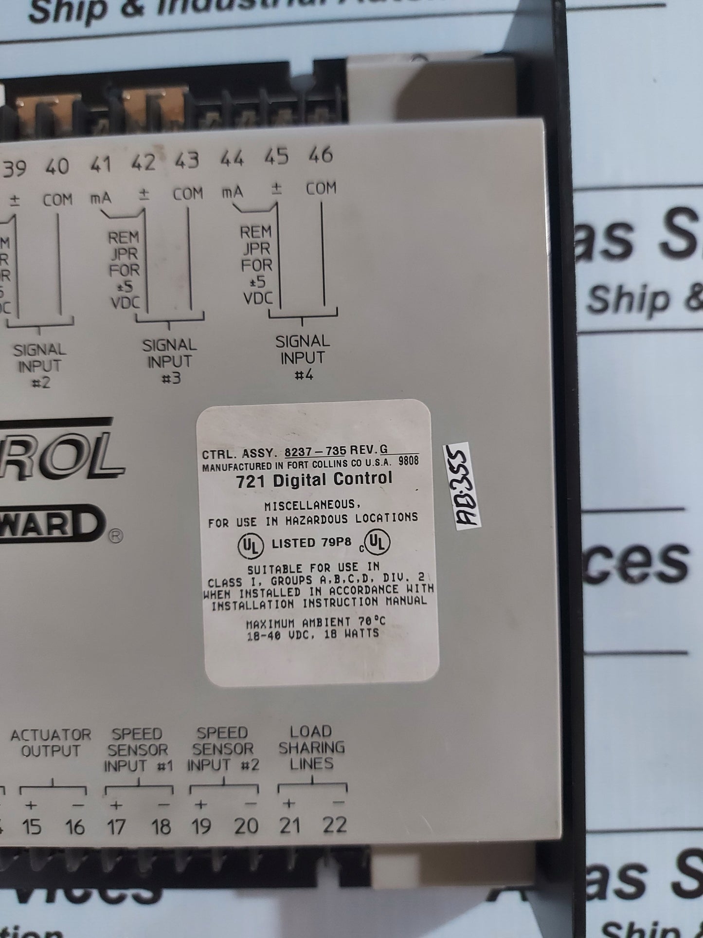 WOODWARD 8280-309 721 DIGITAL CONTROL REV.B