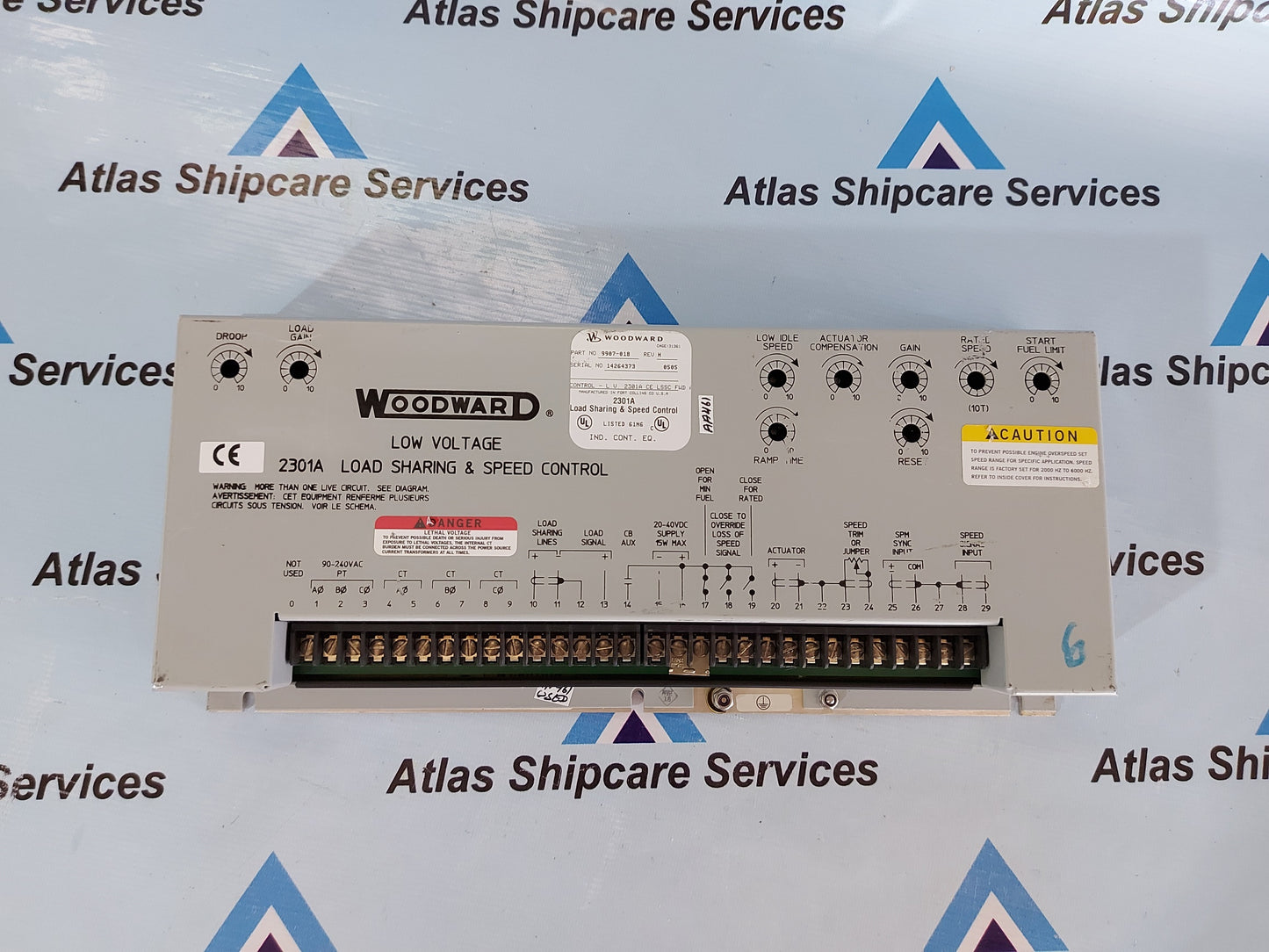 WOODWARD 9907-018 LOW VOLTAGE 2301A LOAD SHARING &amp; SPEED CONTROL REV.H