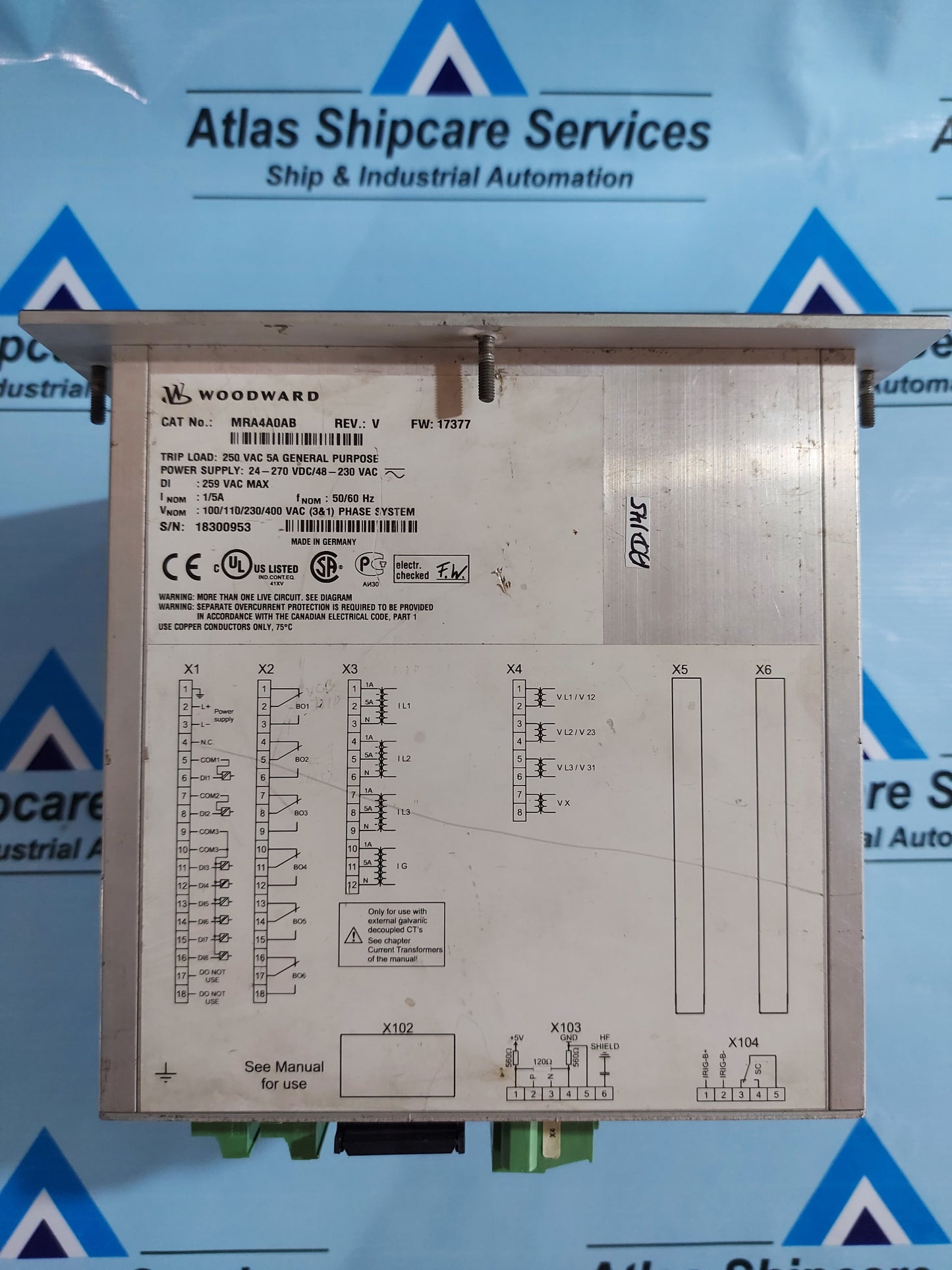 WOODWARD MRA4A0AB DIRECTIONAL FEEDER PROTECTION REV.V