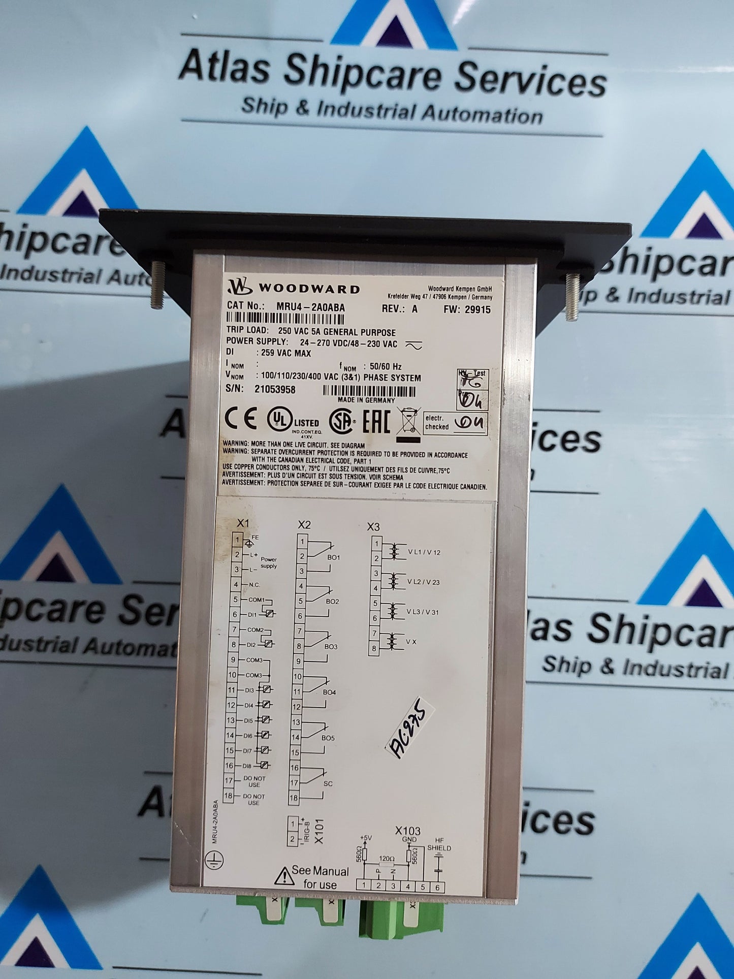 WOODWARD MRU4-2A0ABA VOLTAGE PROTECTION RELAY